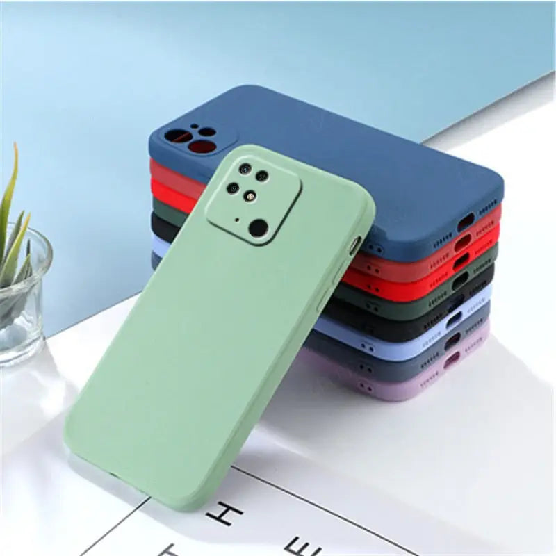 A phone case with a green and blue color