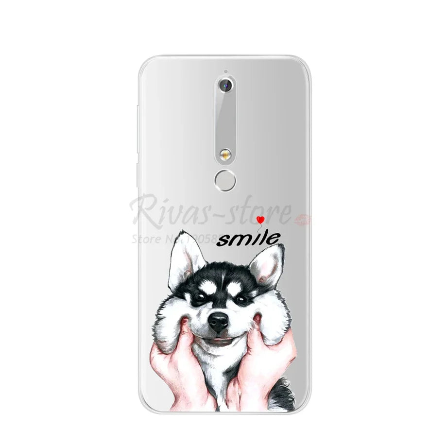 Phone case with husky design.