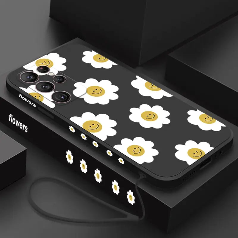 a phone case with a smiley face on it