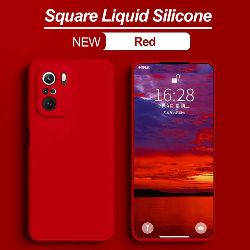 the red phone case is shown with the text, `’’