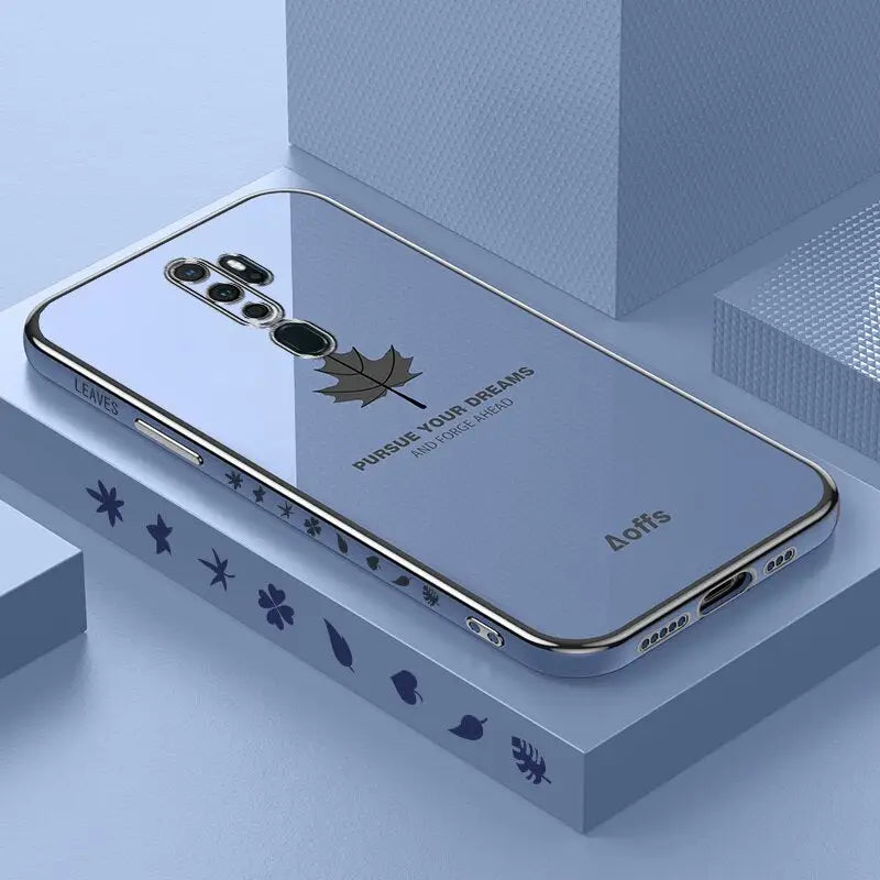 the back of a blue samsung phone case