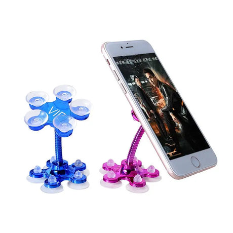 a phone stand with a phone holder attached to it