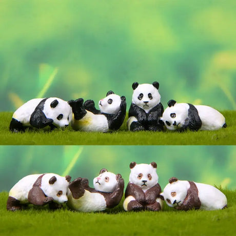 a group of panda bears laying on top of each other bears