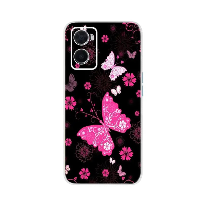 pink butterflies on black samsung s7 case