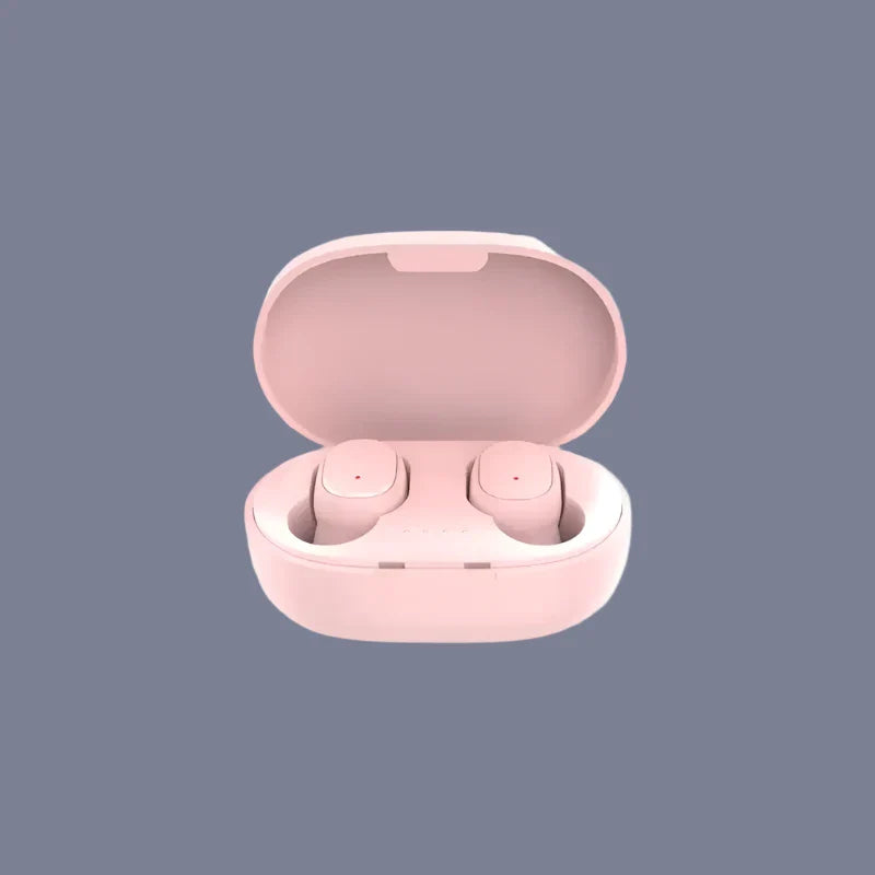 The pink earphones are open and closed