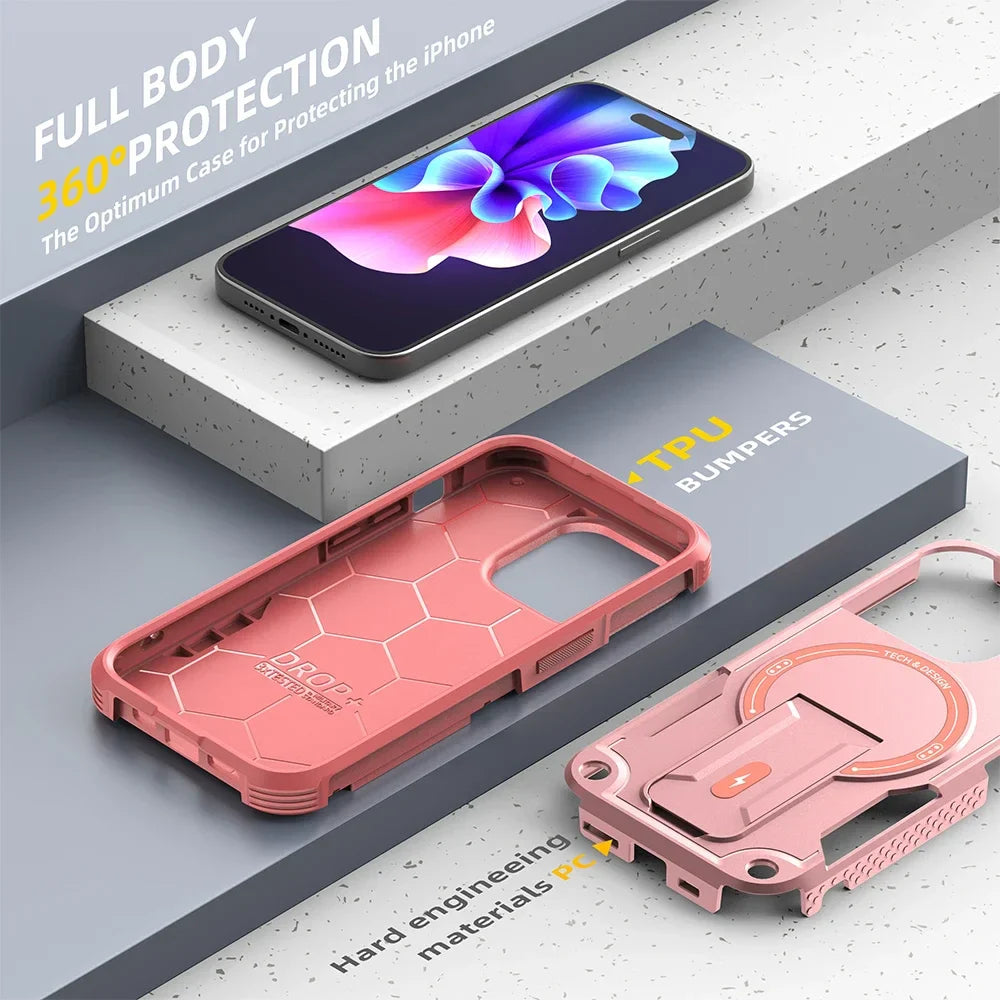 Pink iPhone case with full body protection.