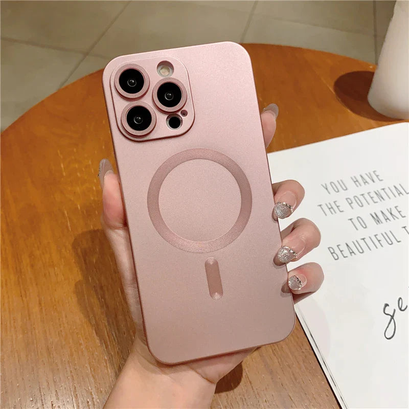 Pink iPhone case with MagSafe.