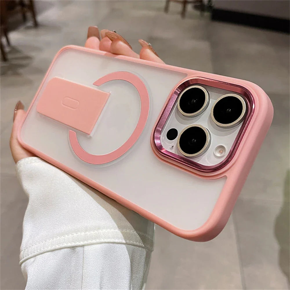 Pink iPhone case with MagSafe.