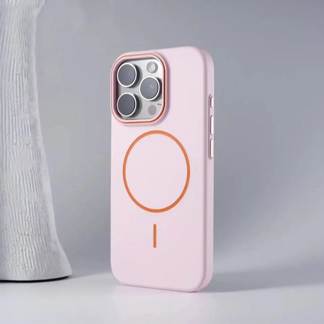 Pink iPhone case with MagSafe.