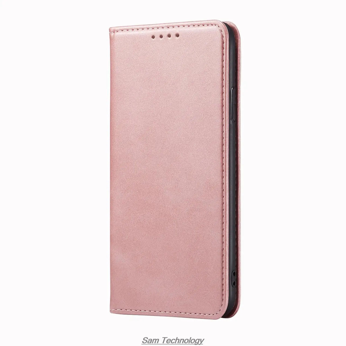Pink leatherette folio phone case.