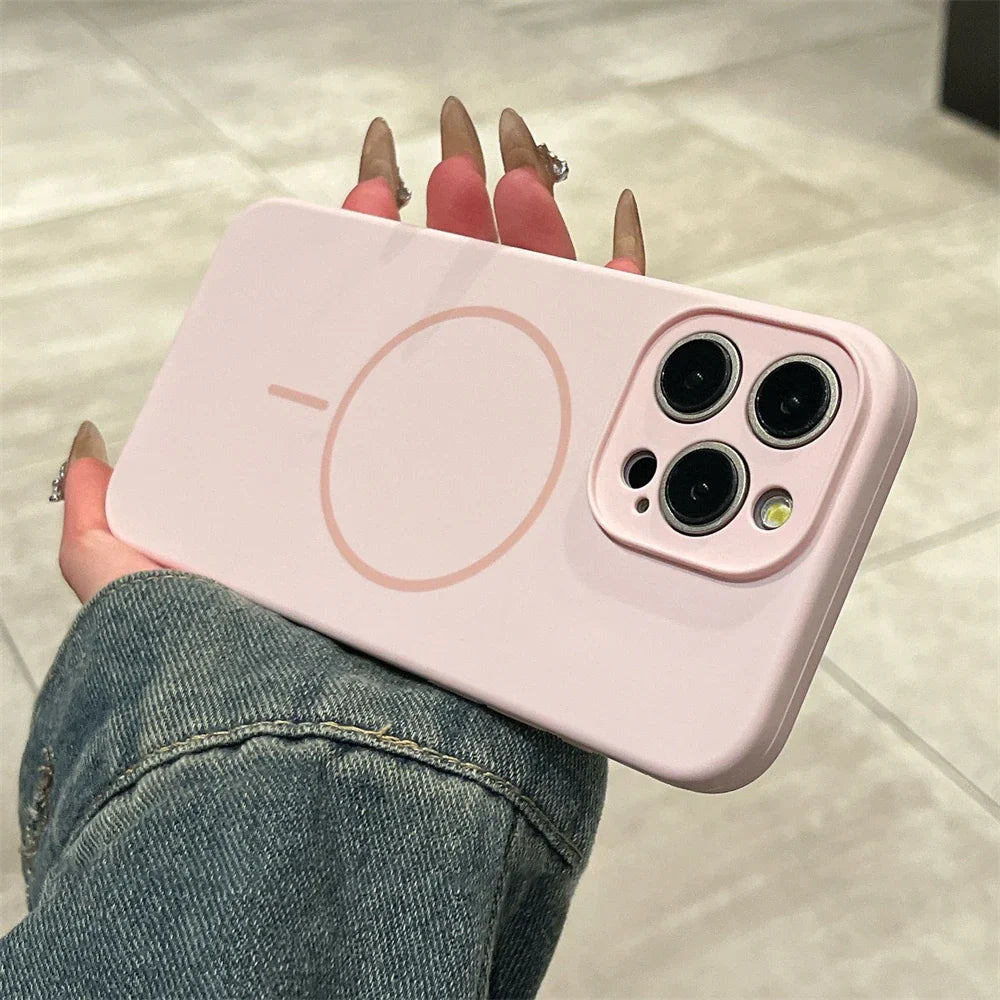 Pink phone case with camera lens cutouts.