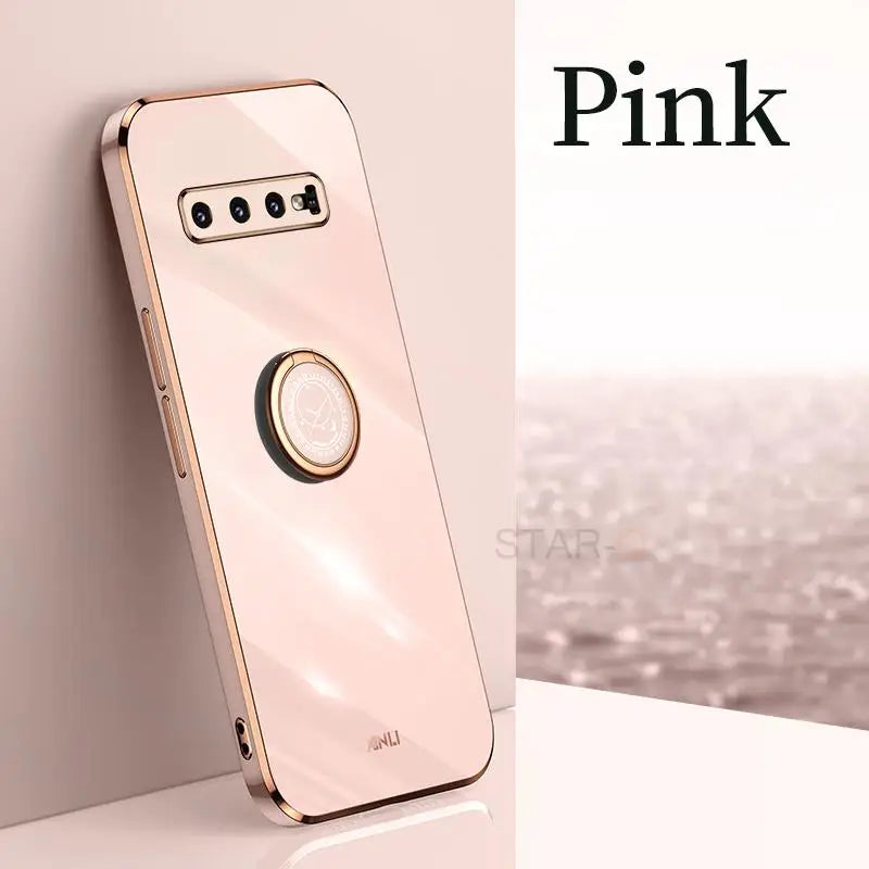 the pink iphone case is shown on a white surface