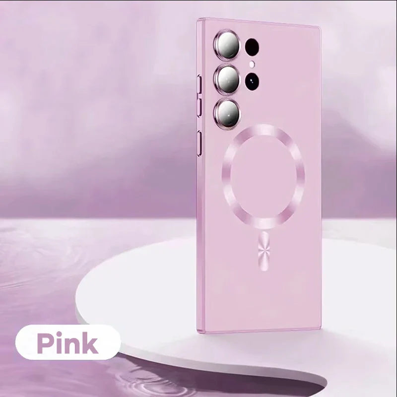 a pink phone with a water drop on it