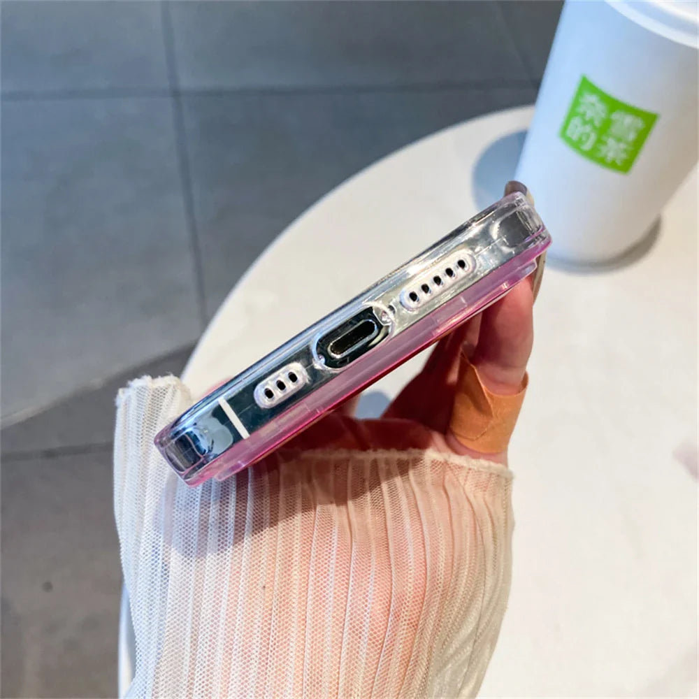 Pink-trimmed clear phone case.
