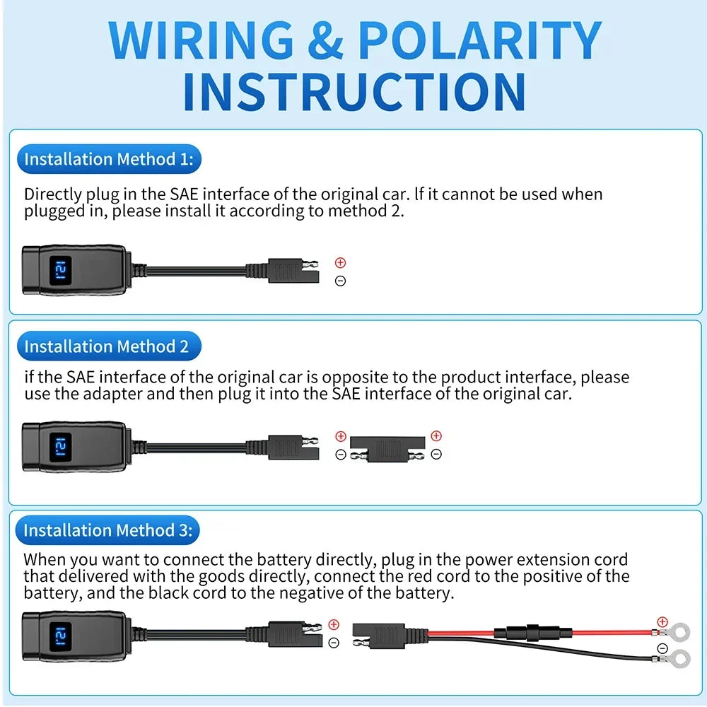 Wiring and polarity instruction diagram.