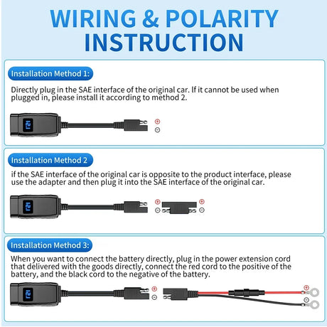 Wiring and polarity instruction diagram.
