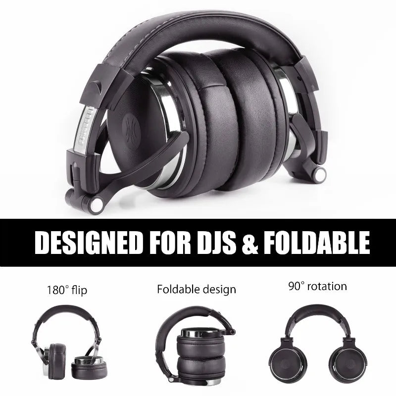 Professional-grade DJ headphones with foldable design and rotating ear cups.