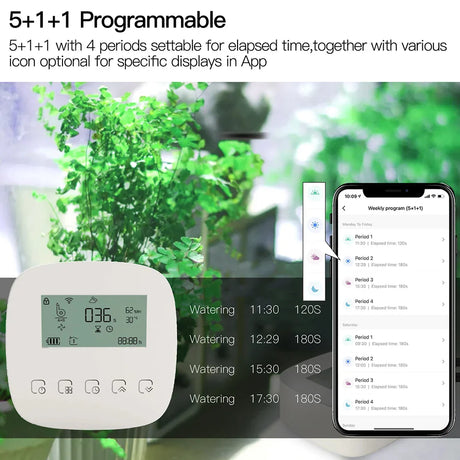 Programmable plant watering device with smartphone app.