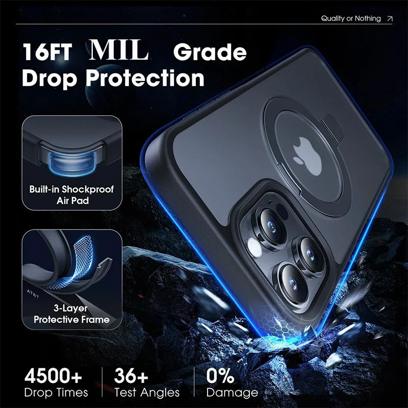 Protective phone case with shockproof air pad and multi-layer frame.