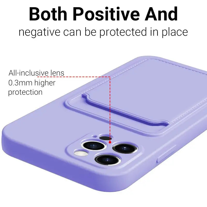 the back of a purple case with a hole in the middle