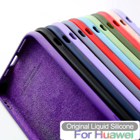 the back of a purple iphone case with a rainbow colored leather cover
