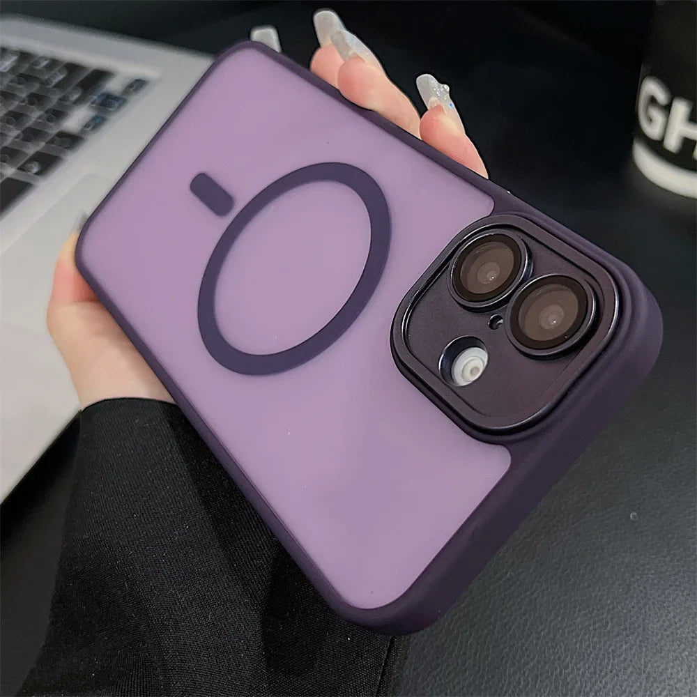 Purple phone case with magnetic ring.