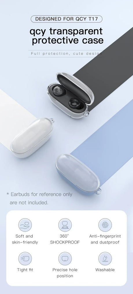 QCY T17 transparent protective case.