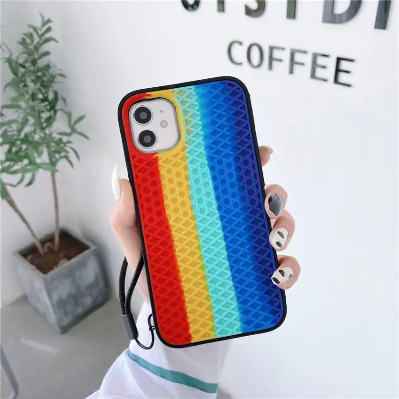 rainbow waffles iphone case