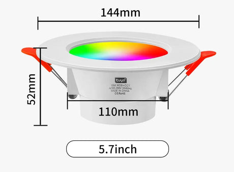 Recessed LED light with dimensions.