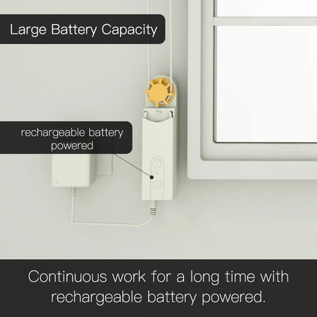 Rechargeable battery-powered window blind motor.