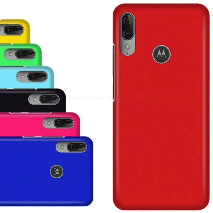 Red Motorola smartphone with dual rear cameras and the Motorola logo.