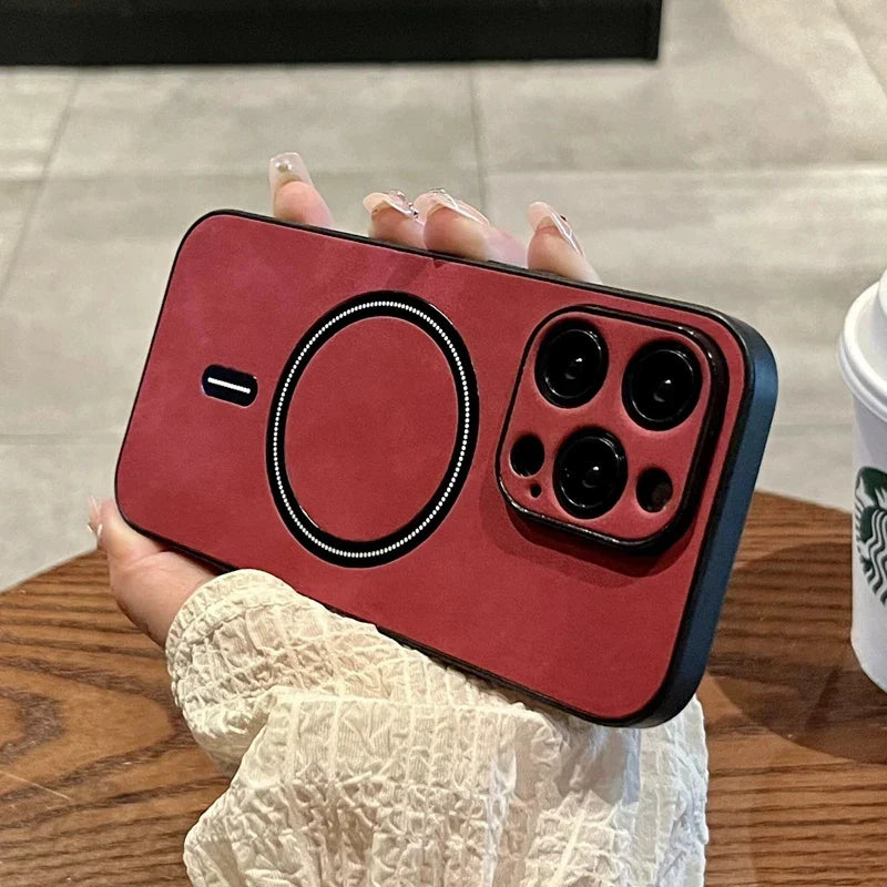 Red phone case with MagSafe compatibility.