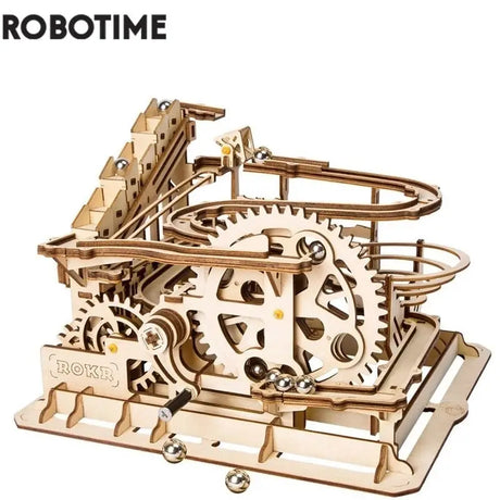 a wooden model of a machine with gears