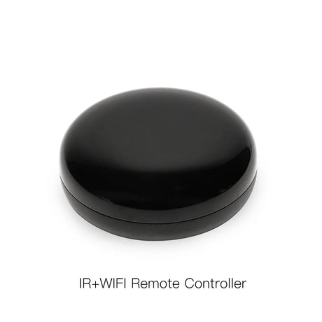 Round, black, glossy remote controller.