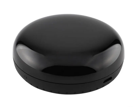 Round, glossy black device.