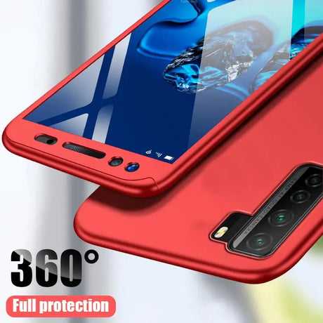 the red samsung s9 case is shown with the screen protector