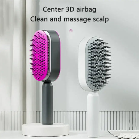 a hair brush and a hair dryer on a table