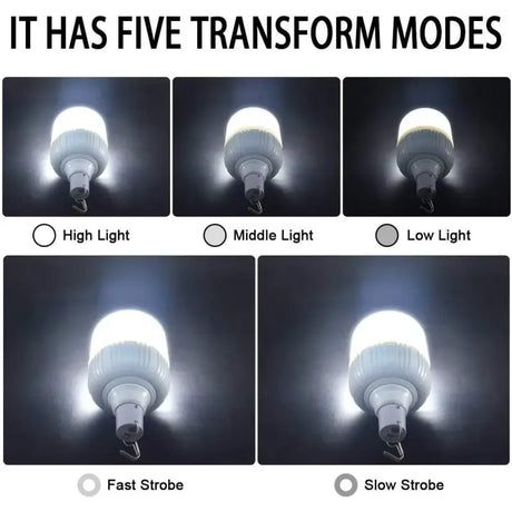 A series of four images showing the different types of a light bulb