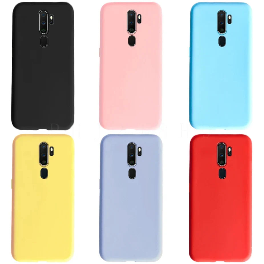 Six colorful smartphone cases.