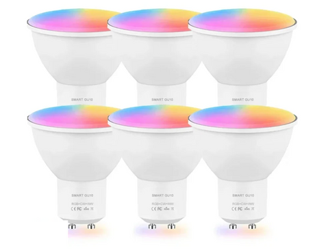 Six smart LED light bulbs.
