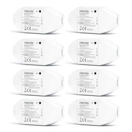 six white leds with the logo on them