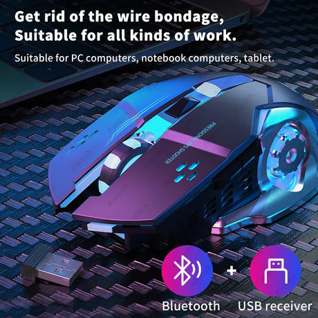Sleek wireless gaming mouse with RGB lighting and multiple buttons.