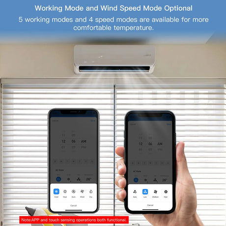 Smart air conditioner controlled by smartphone.