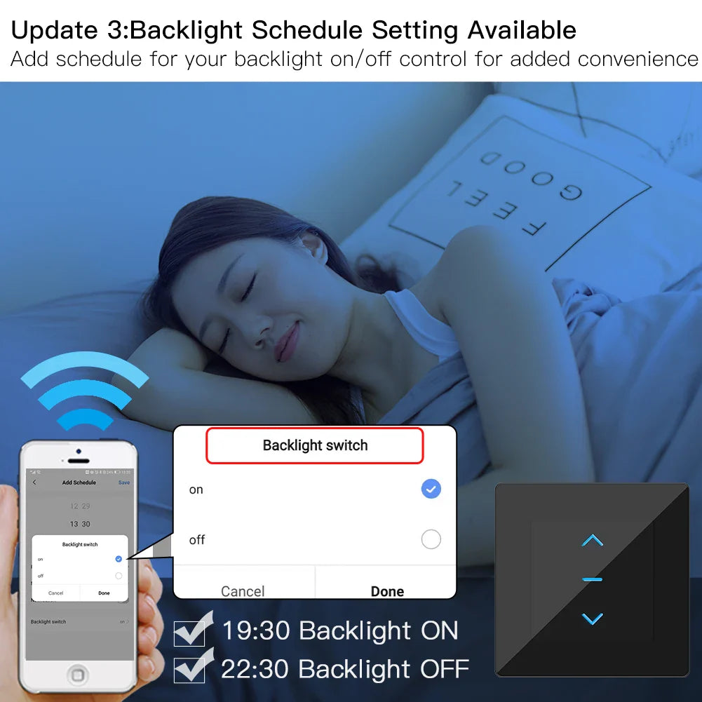 Smart backlight schedule setting.