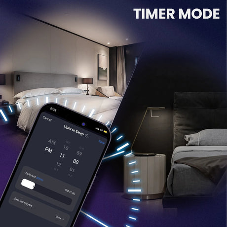 Smart bedside lamp with timer mode.