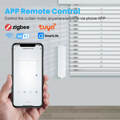 Smart blind motor controlled by a phone app.