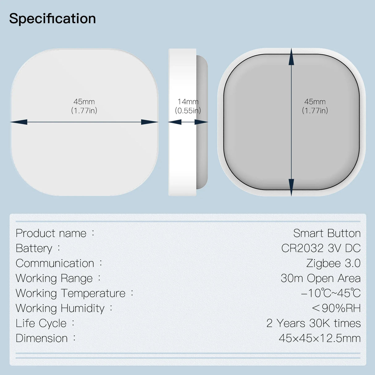 Smart button specifications.