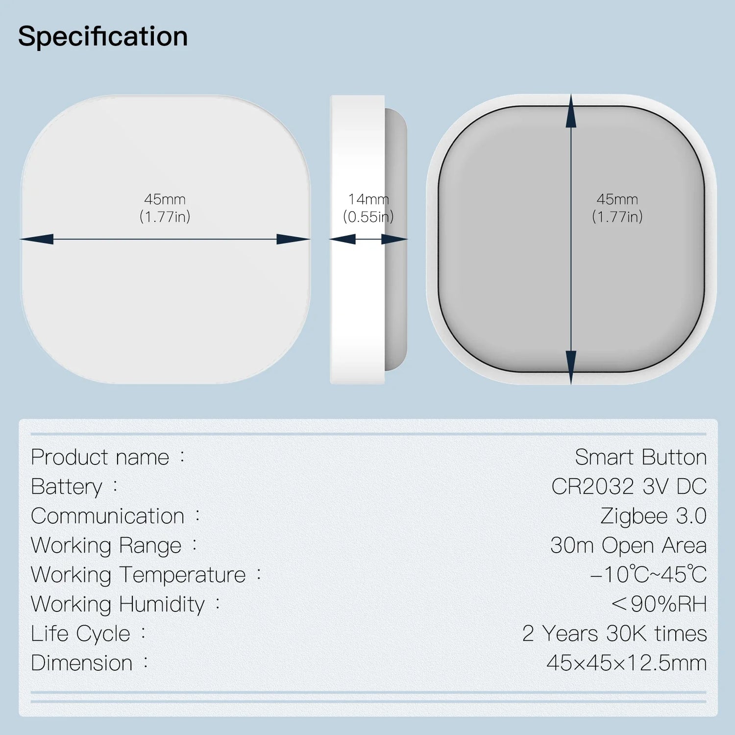 Smart button specifications.