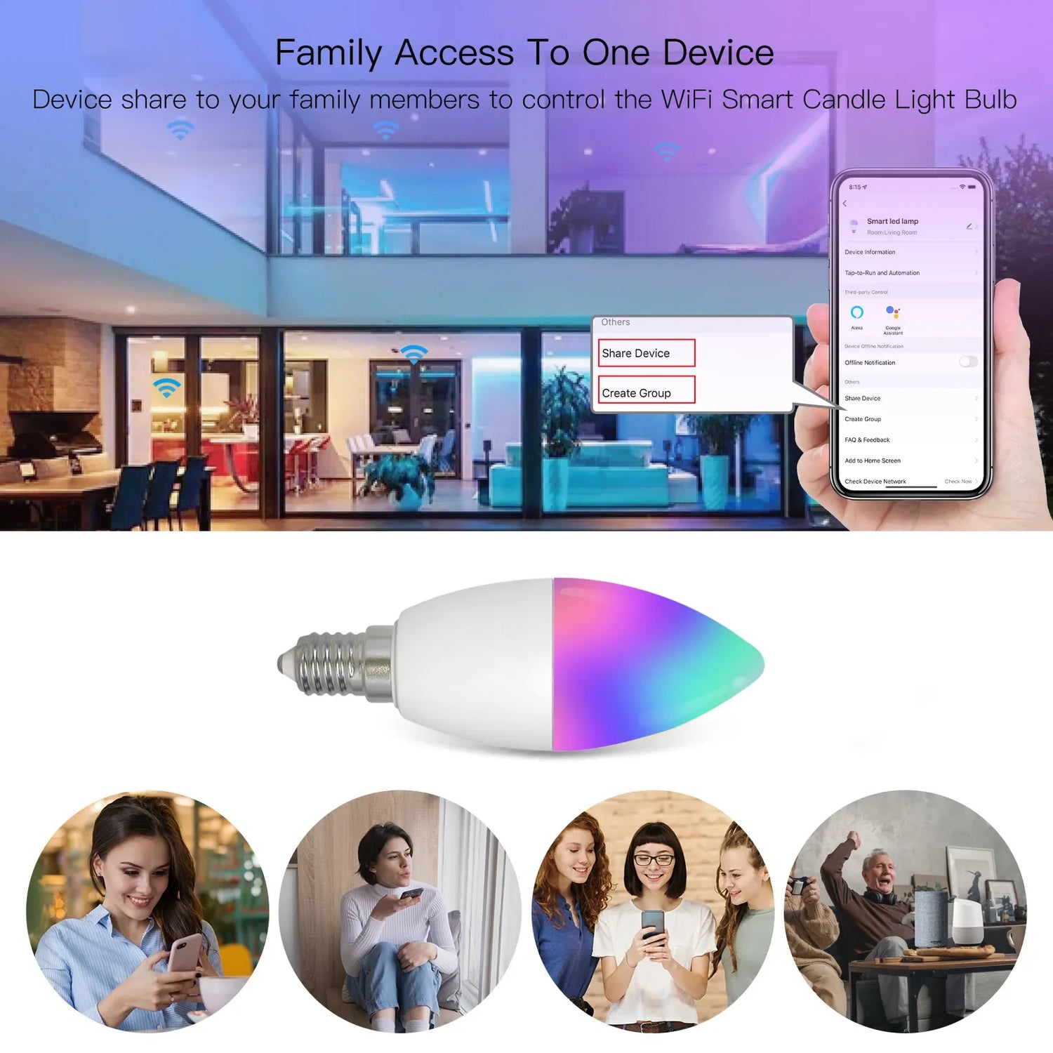 Smart candle light bulb.