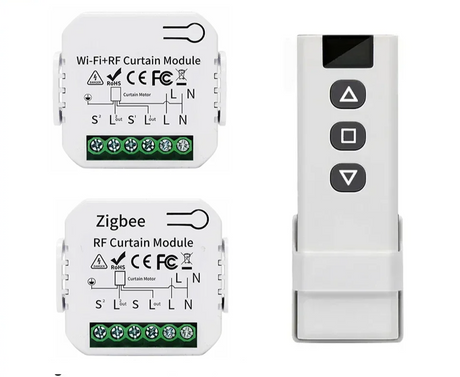 Smart curtain control modules and remote.